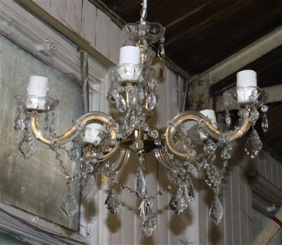 5 branch glass chandelier